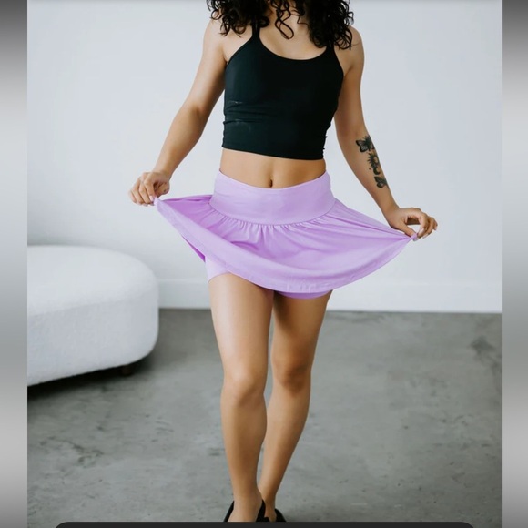 Zenana Match Point Tennis Skort Size Large Lavender Pull On Built In Shorts - Picture 2 of 12